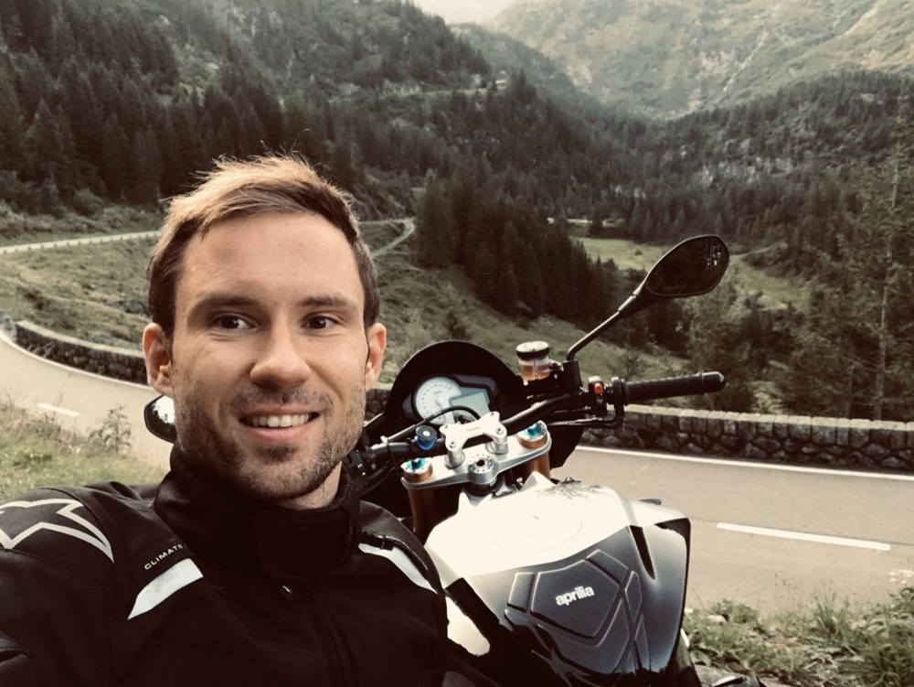 Motorcycle road trip on an alpine pass